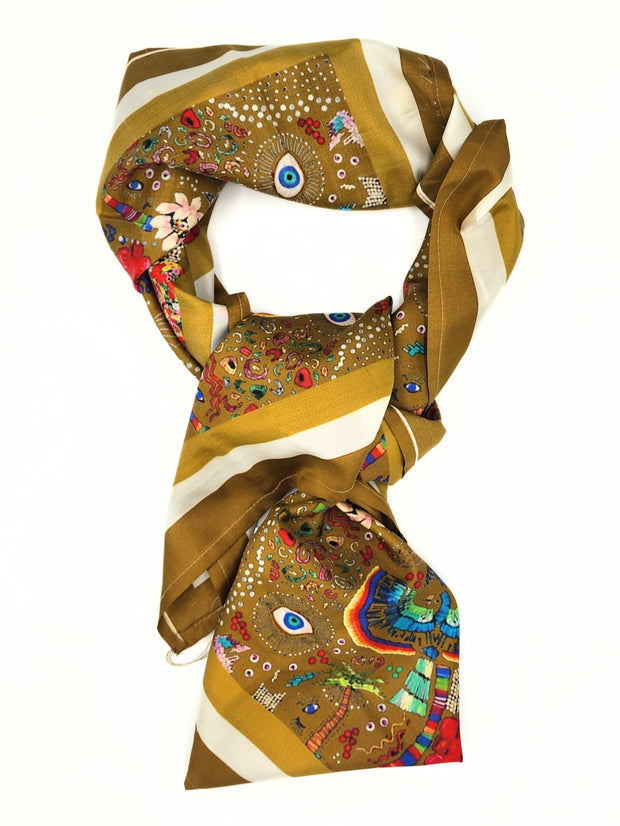 100% Silk Scarves Head Neck Wraps Digital Design