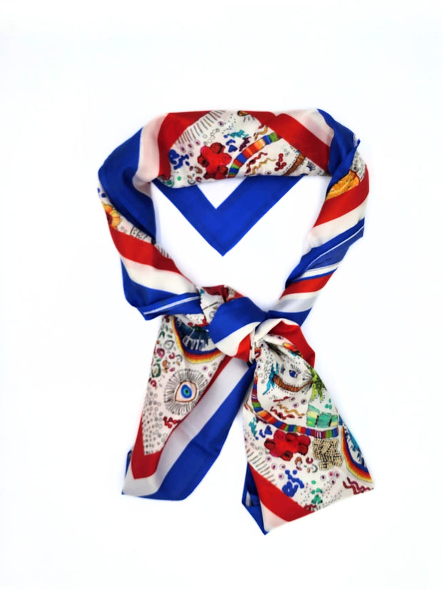 100% Silk Scarves Head Neck Wraps Digital Design