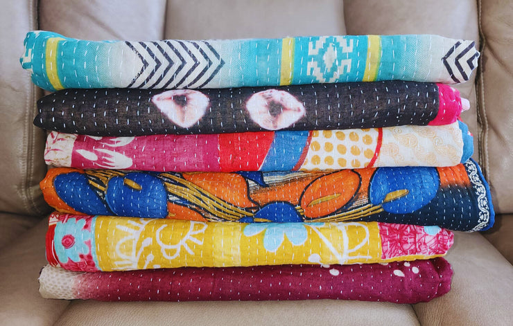 Kantha Throw Blanket - Volume Discount Available