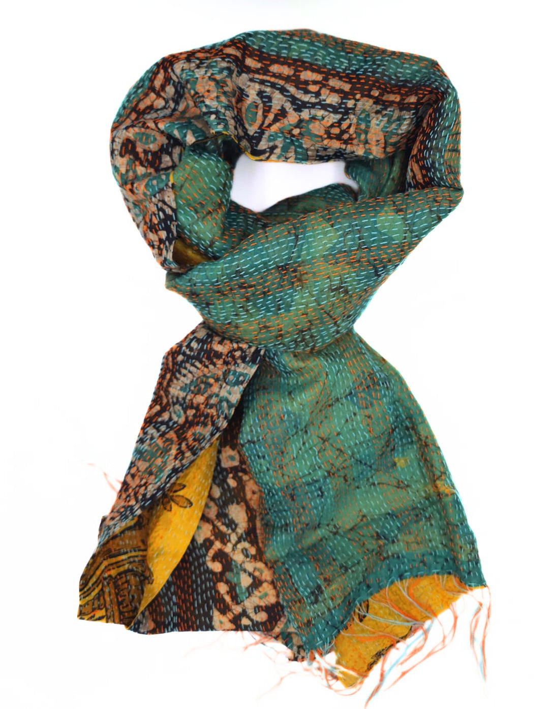 100% Upcycled Silk Scarf Neck Wrap Head Wrap Stole – Indic Creations