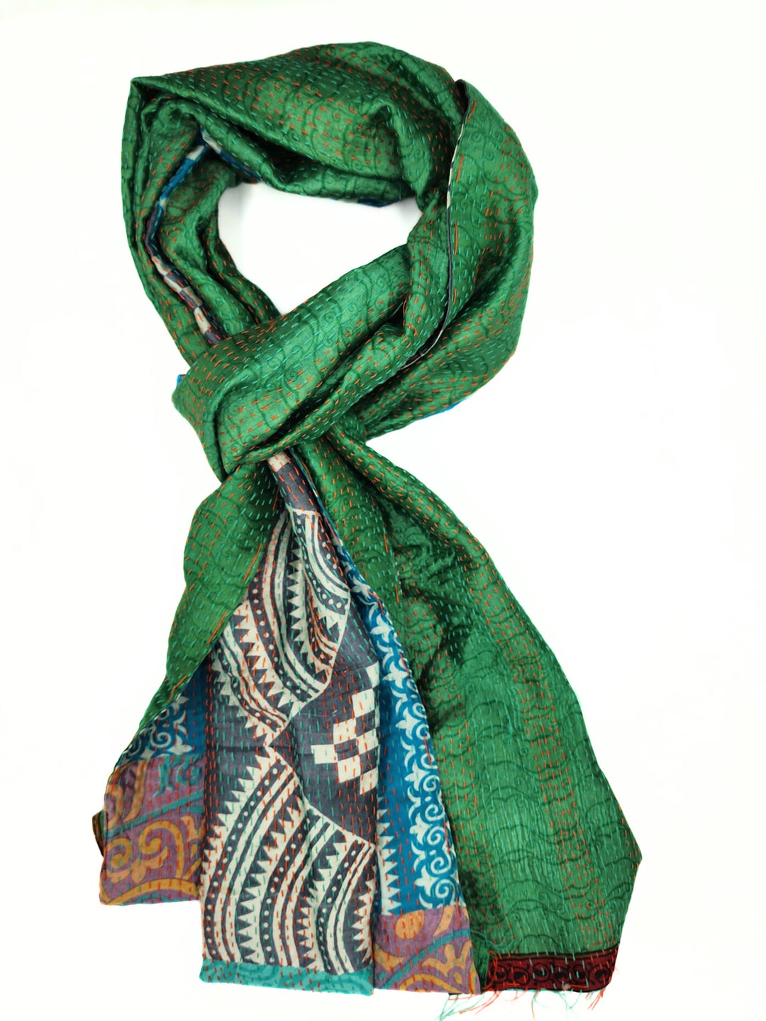 100% Upcycled Silk Scarf Neck Wrap Head Wrap Stole – Indic Creations
